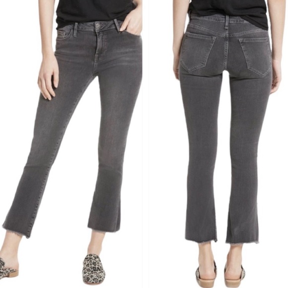 Free People Gray Cropped Frayed Hemline Straight Leg Jean - Picture 9 of 9